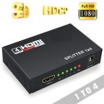 Digital 1X4 Splitter HDMI Switch for Full HDTV 1080P Support-3D