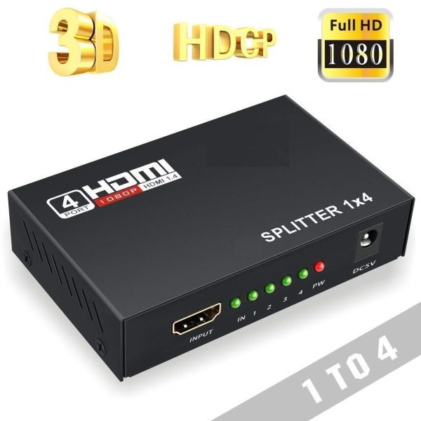 Digital 1X4 Splitter HDMI Switch for Full HDTV 1080P Support-3D
