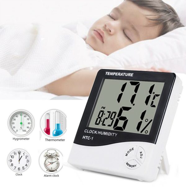 High Accuracy LCD Digital Thermometer Hygrometer Indoor Electronic Temperature Humidity Meter Clock