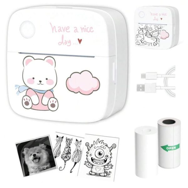 Mini Pocket Printer Portable Thermal Printer Inkless Pocket Printer Small Photo Printer for Study Notes, Notes and Receipts