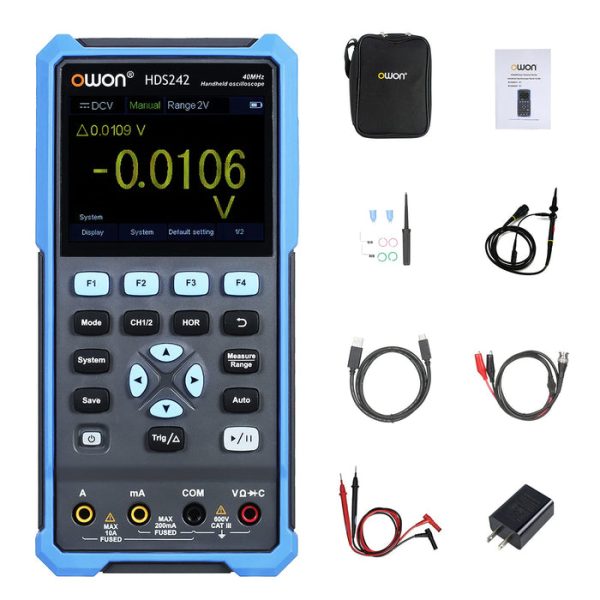 OWON HDS242 Handheld Digital Oscilloscope Multimeter 2CH USB TypeC 40MHz 3.5 LCD Test Meter