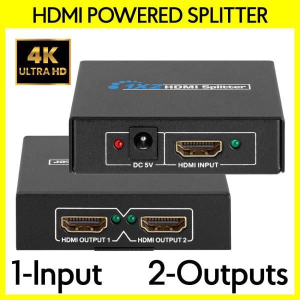 HDMI Splitter 1X2 with Power Adapter (One Input To Two Outputs)