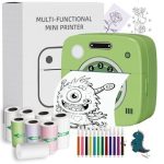 Mini Printer Sticker Thermal Printer, Bluetooth Portable Phone Printer,Study Printer with 1 Rolls Paper for Pictures, Photos, Journals, DIY, Compatible with Phone & Tablet