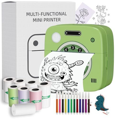 s-l960-7.jpg Mini Printer Sticker Thermal Printer, Bluetooth Portable Phone Printer,Study Printer with 1 Rolls Paper for Pictures, Photos, Journals, DIY, Compatible with Phone & Tablet - Image 1