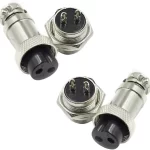 2 Pin Metal Male Female Panel Connector 16mm GX16-2P Aviation GX16-2P, Silver (1set)