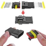 5 Pin Connector, 20-16 AWG Waterproof Electrical Automotive Wire Connector, 1.5mm Series Terminals Male Female Car Connectors Plug Sets