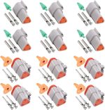 DT Series DT04-3P 3 Pin Way Sealed Gray Male and Female Auto Waterproof Electrical Wire Connector Plug for Motorcycle, Scooter, Car, Truck, Boats