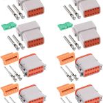 DT Series 12 Pin Gray DT04-12P 12 Pin Way Sealed Gray Male and Female Auto Waterproof Electrical Wire Connector for Motorcycle, Scooter, Car, Truck, Boats