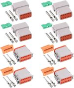 DT Series 12 Pin Gray DT04-12P 12 Pin Way Sealed Gray Male and Female Auto Waterproof Electrical Wire Connector for Motorcycle, Scooter, Car, Truck, Boats
