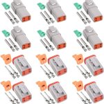 DT Series DT04-4P 4 Pin Way Sealed Gray Male and Female Auto Waterproof Electrical Wire Connector Plug for Motorcycle, Scooter, Car, Truck, Boats