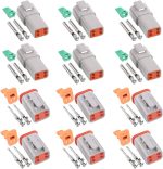 DT Series DT04-4P 4 Pin Way Sealed Gray Male and Female Auto Waterproof Electrical Wire Connector Plug for Motorcycle, Scooter, Car, Truck, Boats