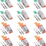 DT Series DT04-2P 2 Pin Way Sealed Gray Male and Female Auto Waterproof Electrical Wire Connector Plug for Motorcycle, Scooter, Car, Truck, Boats