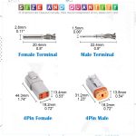 DT Series DT04-4P 4 Pin Way Sealed Gray Male and Female Auto Waterproof Electrical Wire Connector Plug for Motorcycle, Scooter, Car, Truck, Boats - Image 2