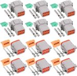 DT Series 8 Pin Gray DT04-8P 8 Pin Way Sealed Gray Male and Female Auto Waterproof Electrical Wire Connector Plug for Motorcycle, Scooter, Car, Truck, Boats