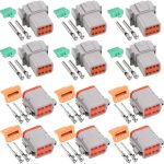 DT Series 8 Pin Gray DT04-8P 8 Pin Way Sealed Gray Male and Female Auto Waterproof Electrical Wire Connector Plug for Motorcycle, Scooter, Car, Truck, Boats