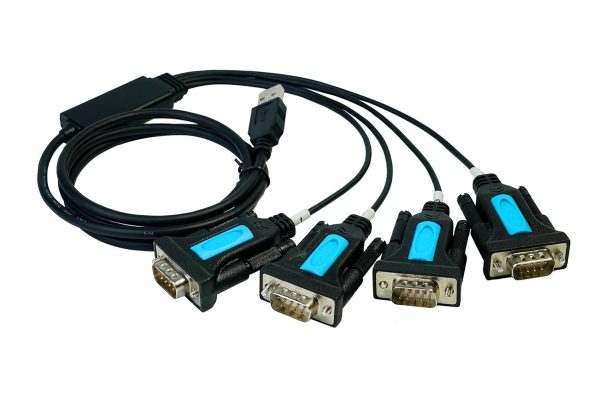 4 Port Professional FTDI CHIP USB to Serial RS232 DB9 Adapter Converter Serial Cable 9-Pin Male to Male with Thumbscrews